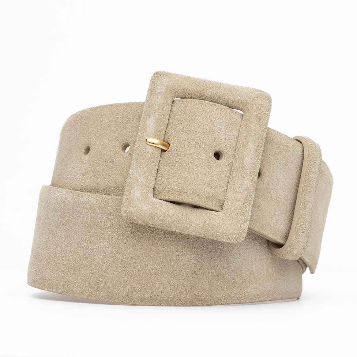 Suede Calf Belt with Covered Buckle