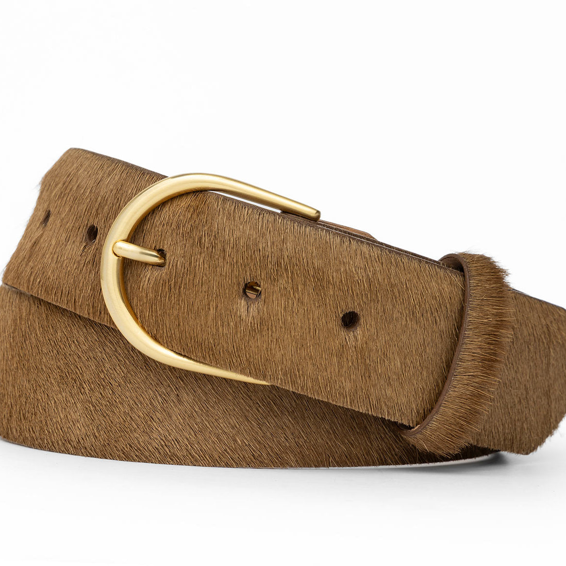 1-1/2" Calf Hair Belt with Rounded Buckle