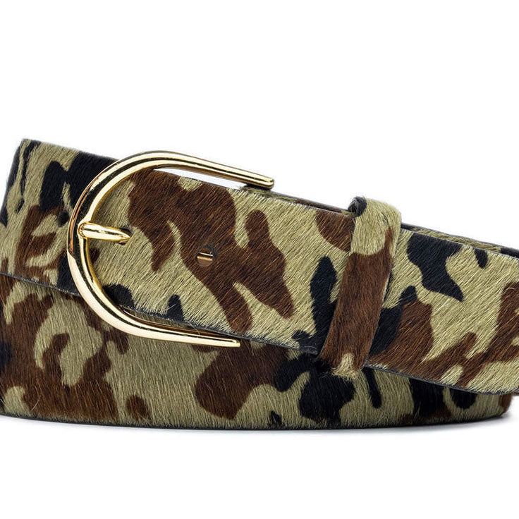 1-1/2" Calf Hair Belt with Rounded Buckle