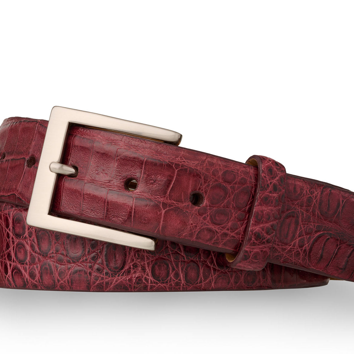 Caiman Crocodile Belt with Brushed Nickel Buckle