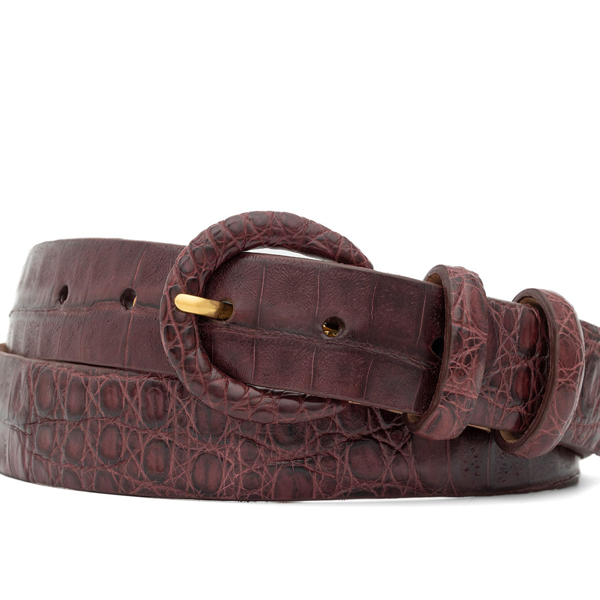 Caiman Crocodile Belt with Covered Buckle