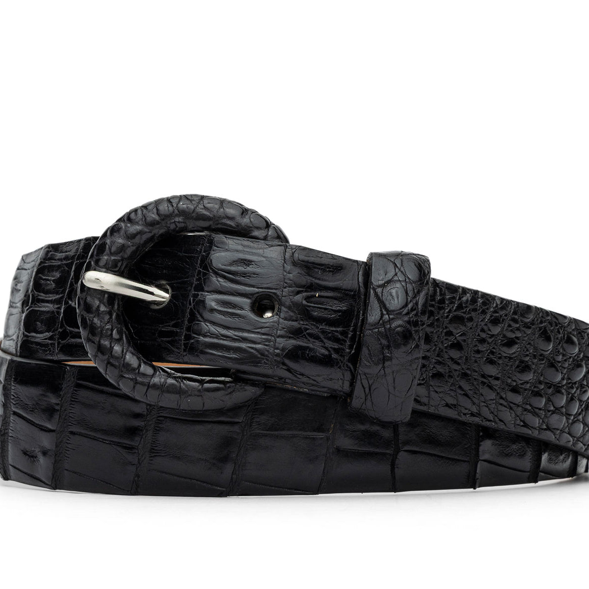 Caiman Crocodile Belt with Covered Buckle
