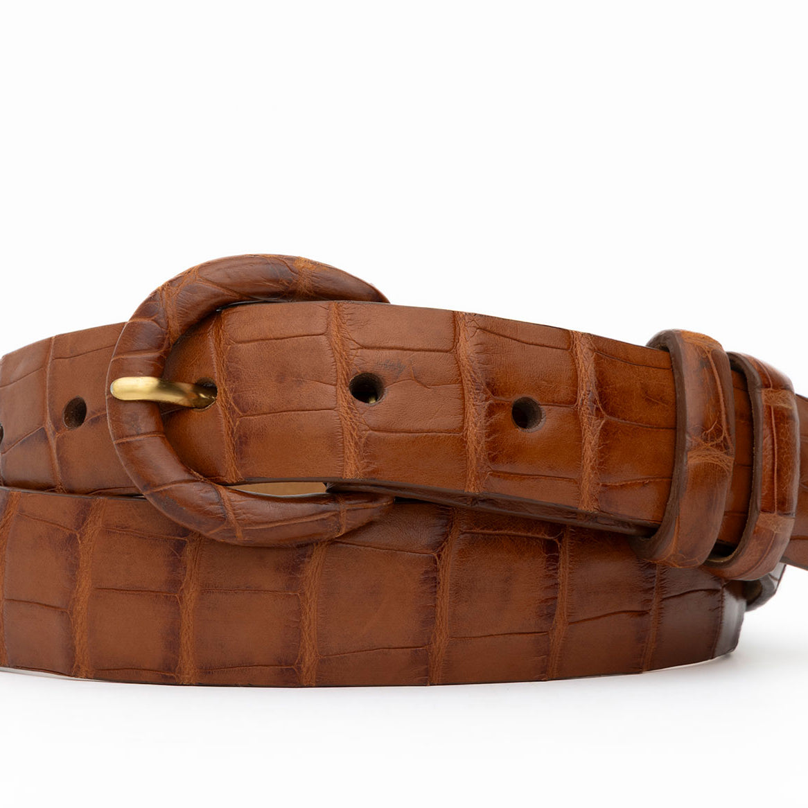 Caiman Crocodile Belt with Covered Buckle