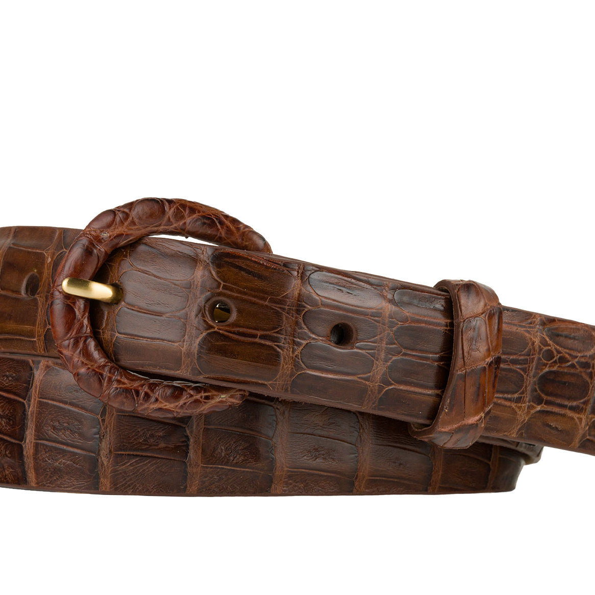 Caiman Crocodile Belt with Covered Buckle