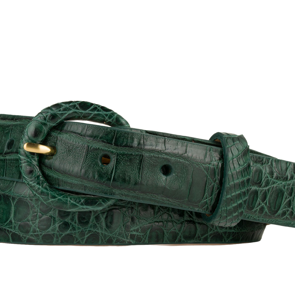 Caiman Crocodile Belt with Covered Buckle
