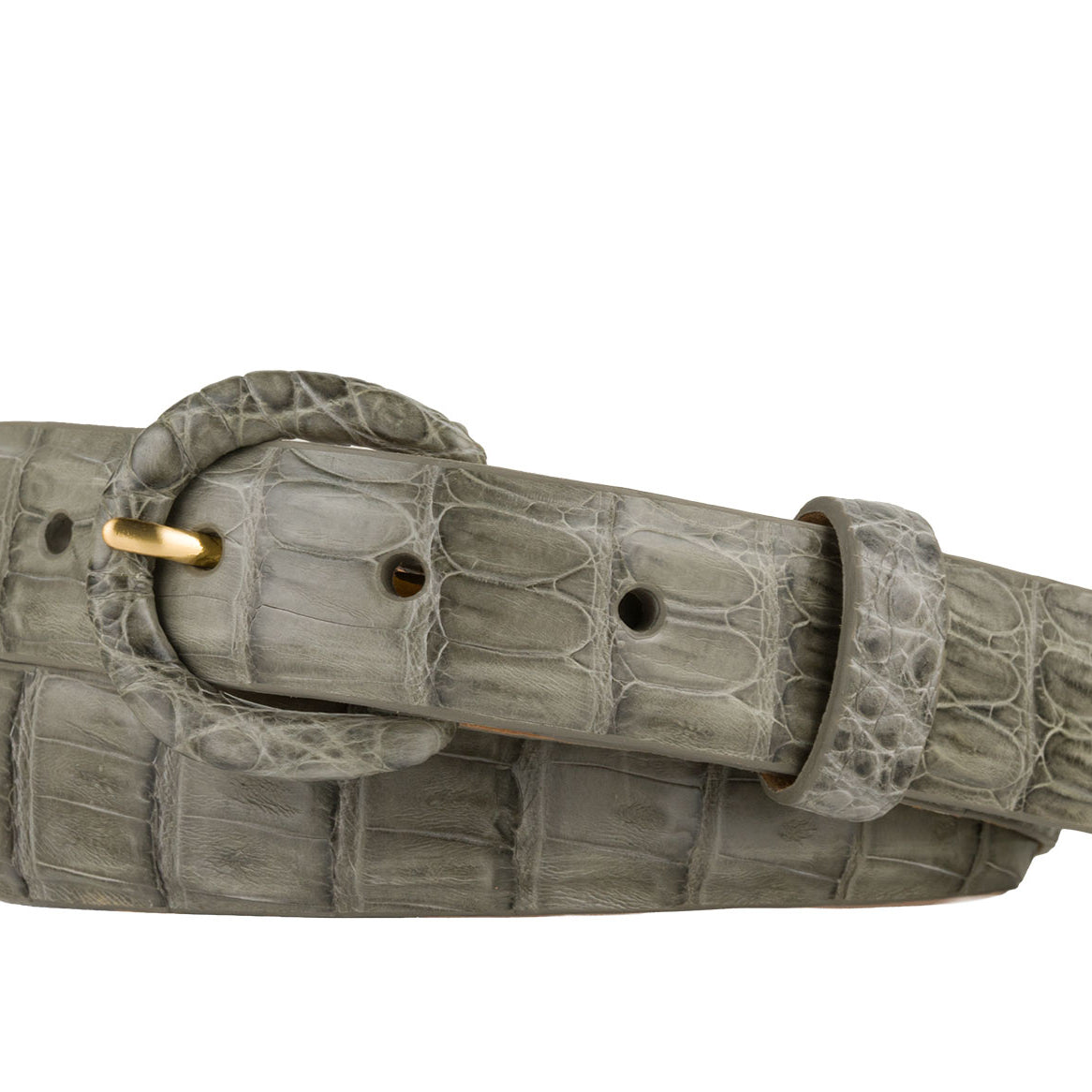 Caiman Crocodile Belt with Covered Buckle