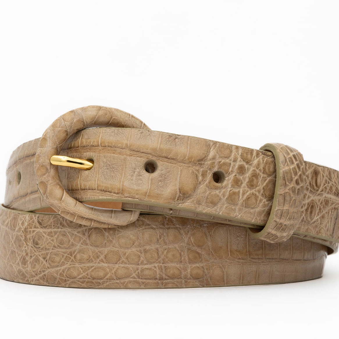 Caiman Crocodile Belt with Covered Buckle