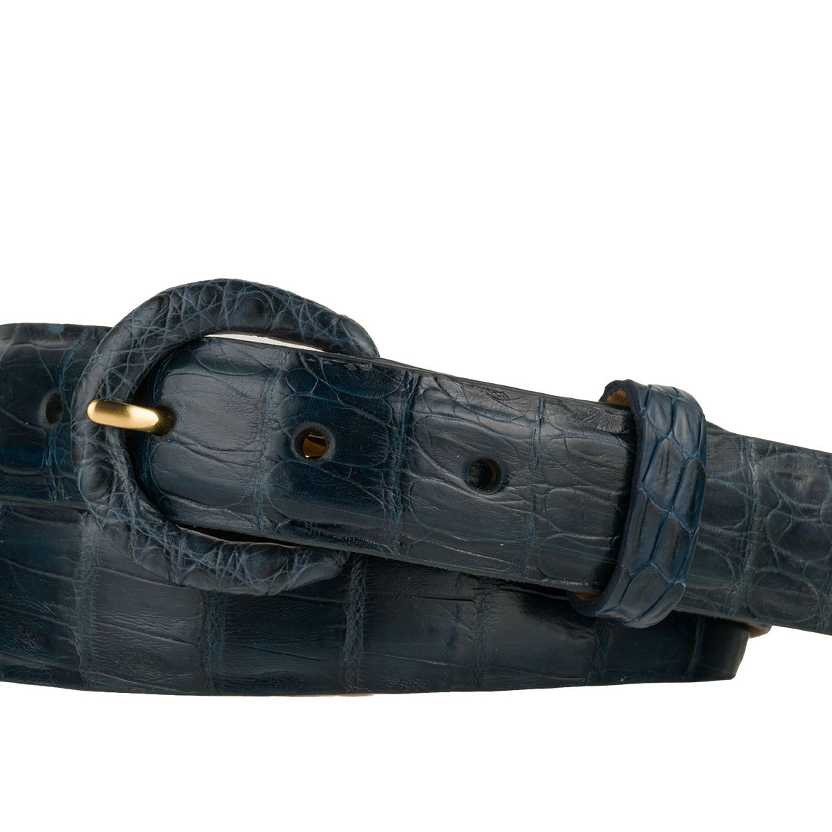 Caiman Crocodile Belt with Covered Buckle