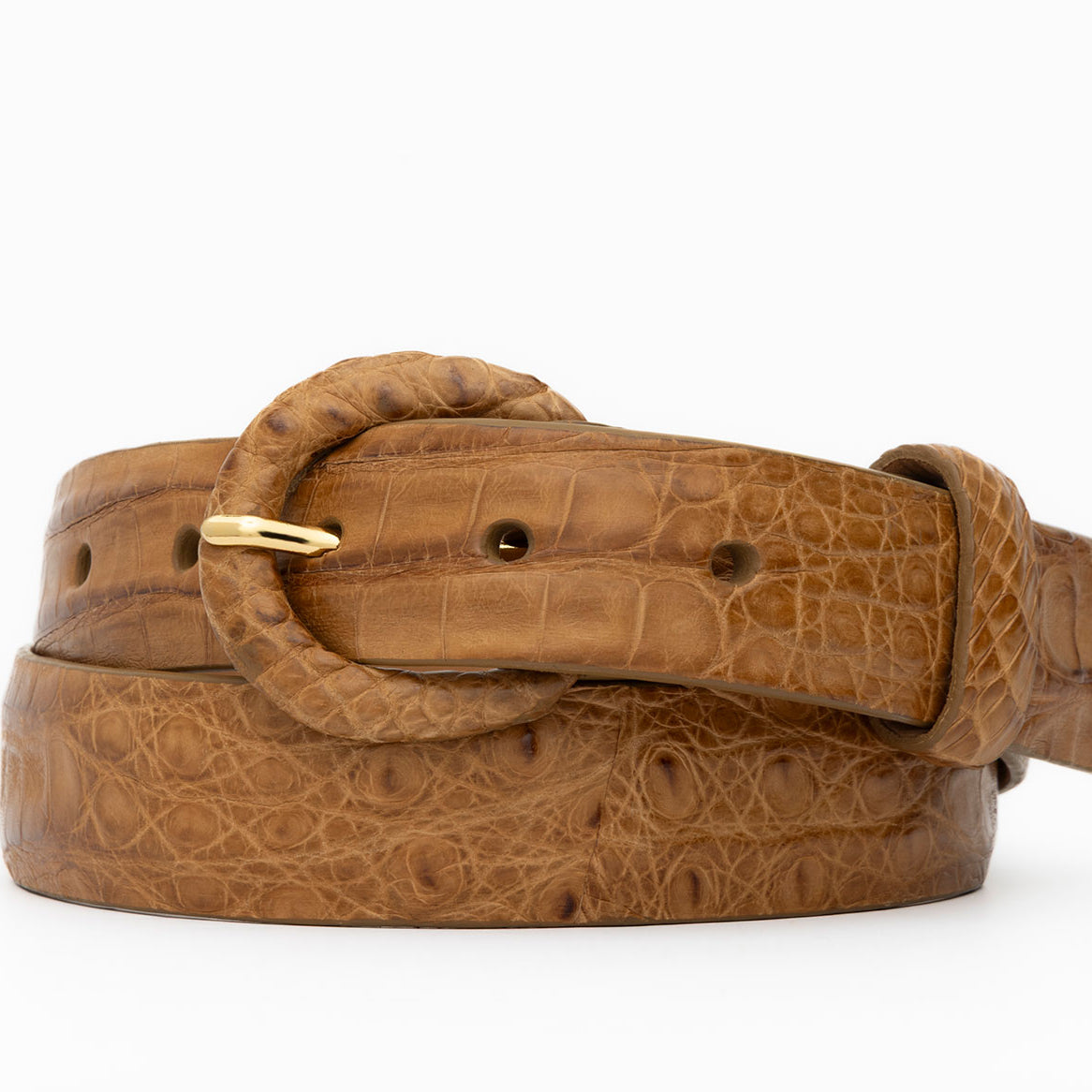 Caiman Crocodile Belt with Covered Buckle
