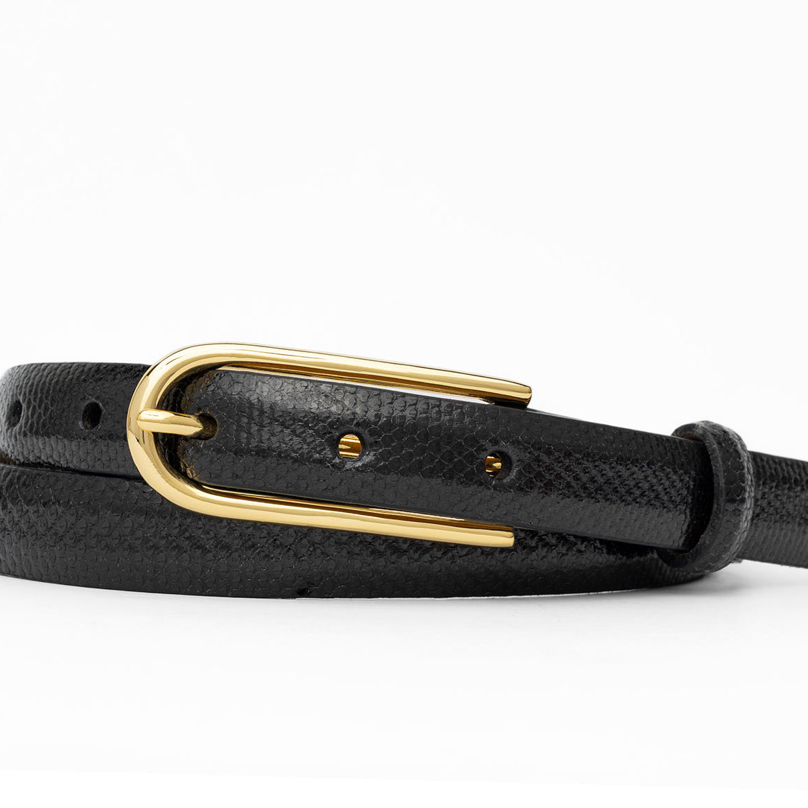 Skinny Karung Belt with Long Gold Buckle