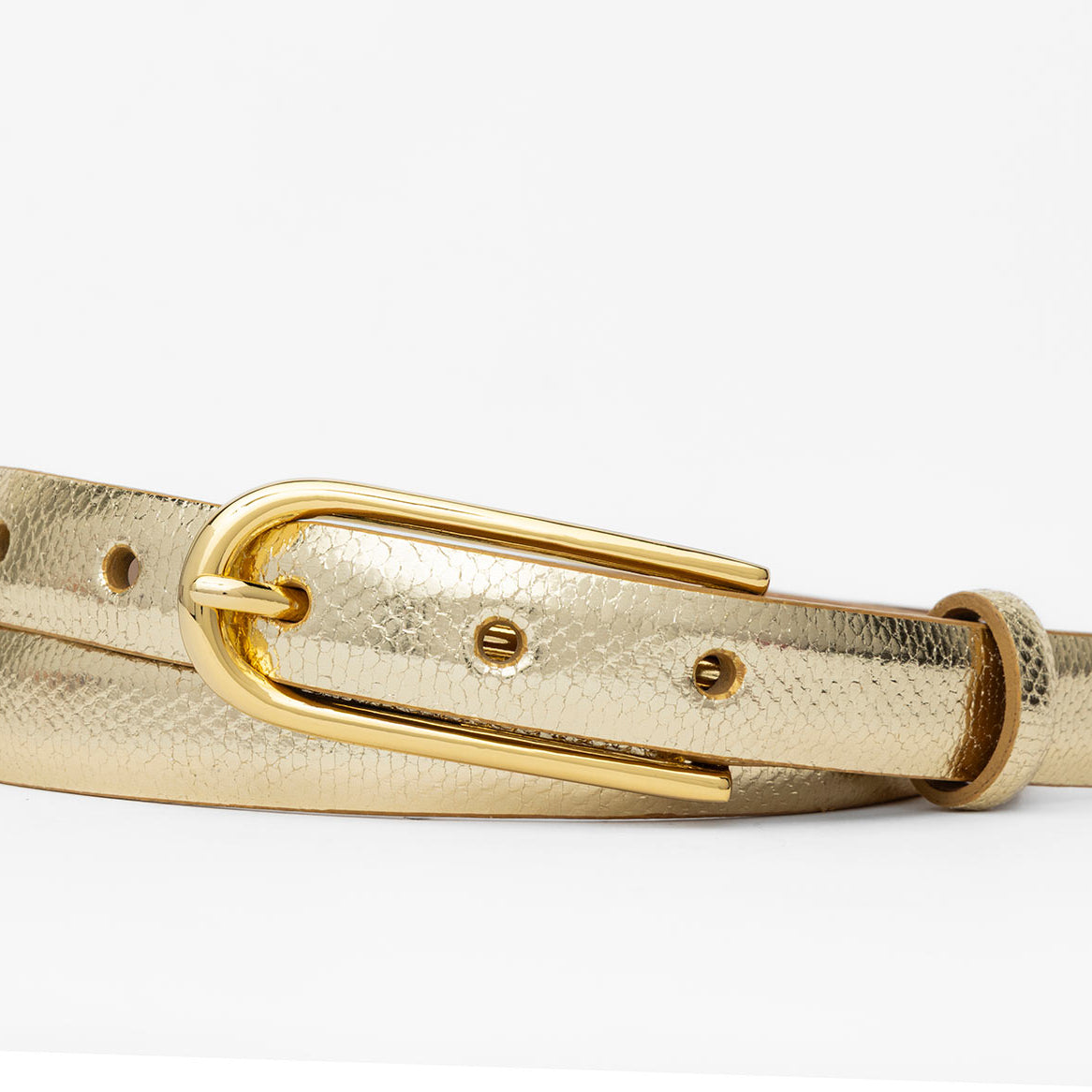 Skinny Karung Belt with Long Gold Buckle