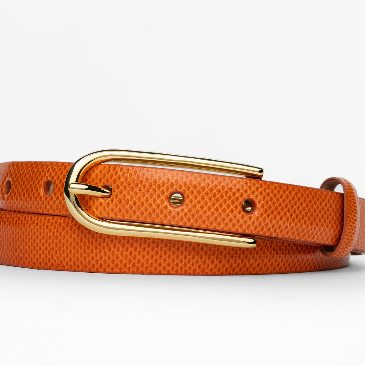 Skinny Karung Belt with Long Gold Buckle