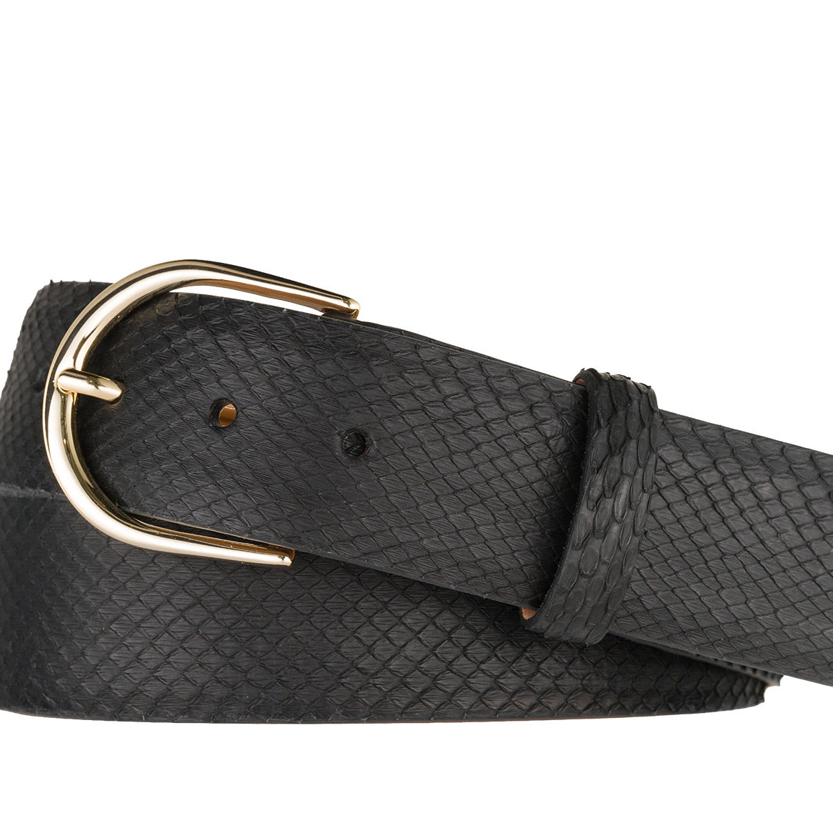 Python Belt with Brushed Gold Buckle