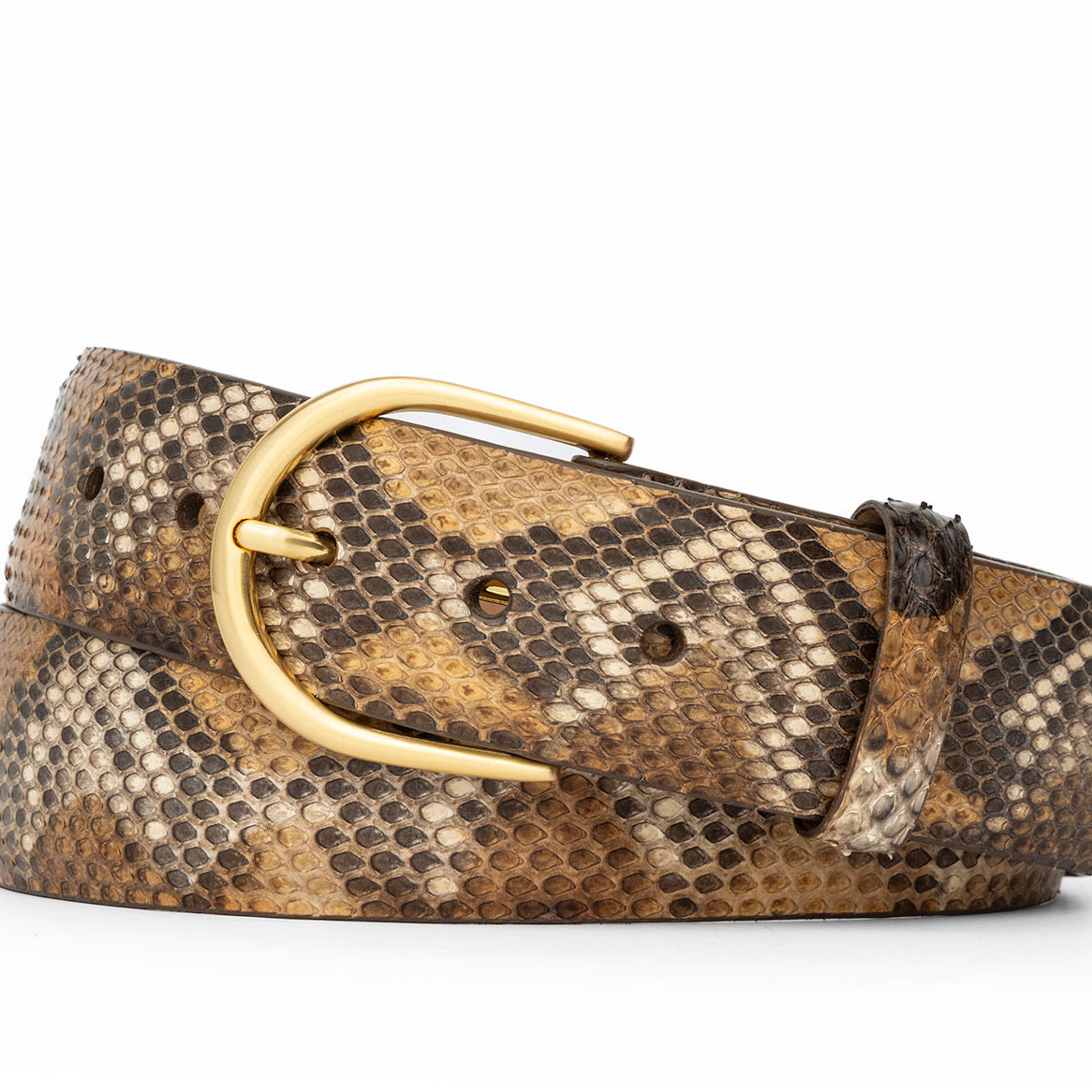 Python Belt with Brushed Gold Buckle