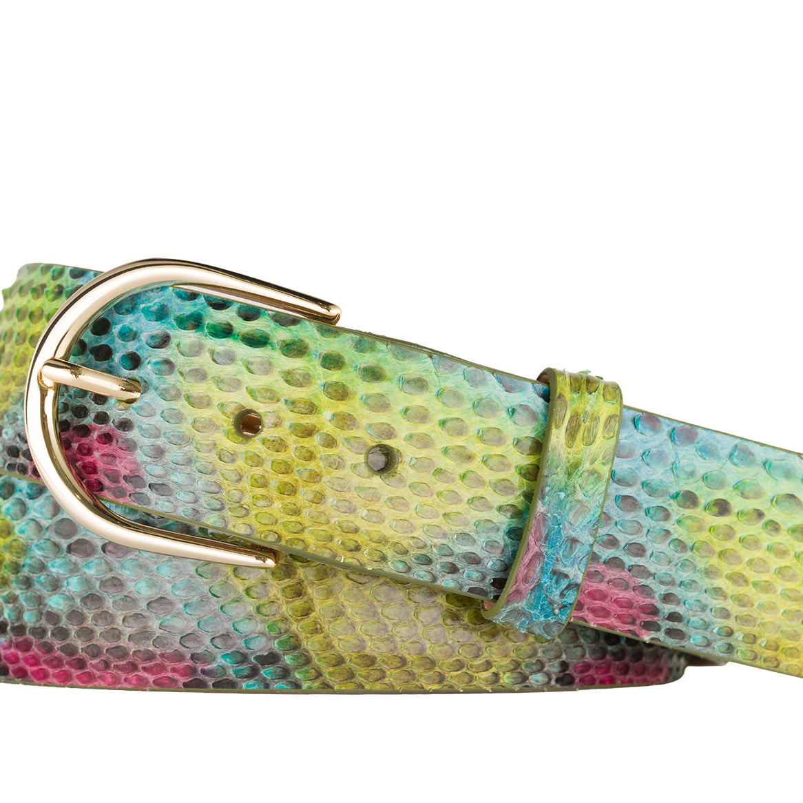 Python Belt with Brushed Gold Buckle