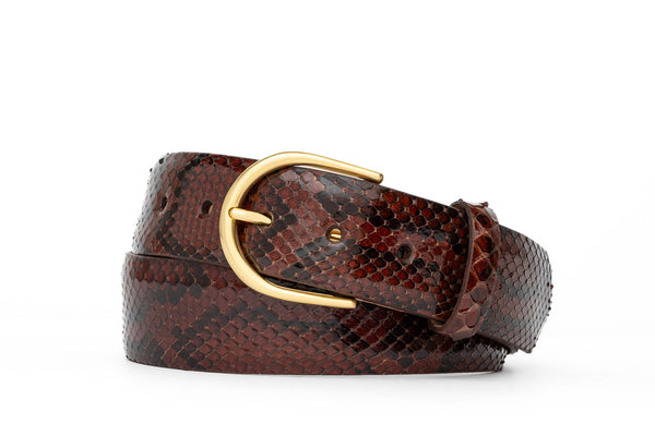 Python Belt with Brushed Gold Buckle - w.kleinberg
