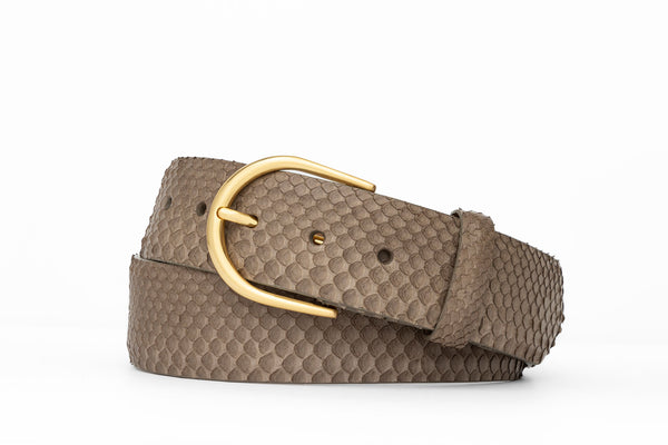 Python Belt with Brushed Gold Buckle - w.kleinberg