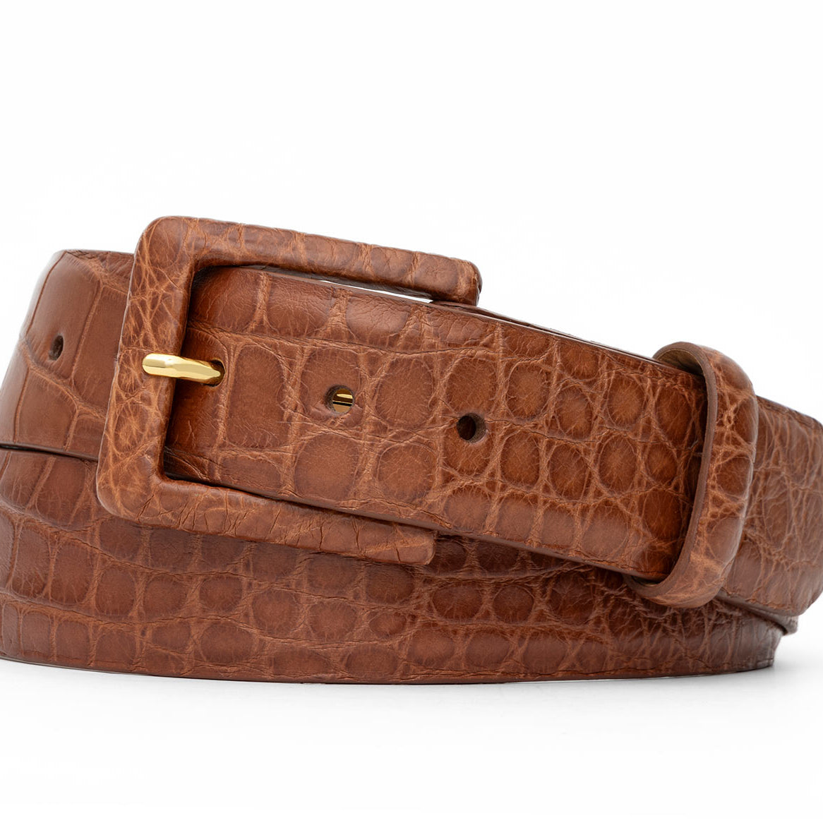 Matte Alligator Belt with Covered Buckle
