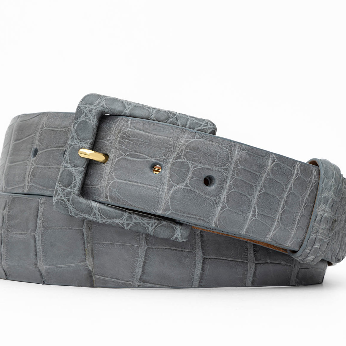 Matte Alligator Belt with Covered Buckle
