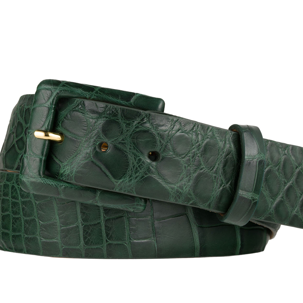 Matte Alligator Belt with Covered Buckle