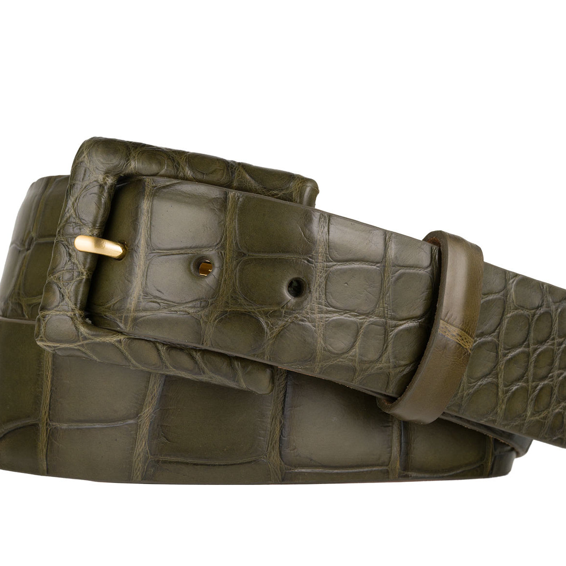 Matte Alligator Belt with Covered Buckle