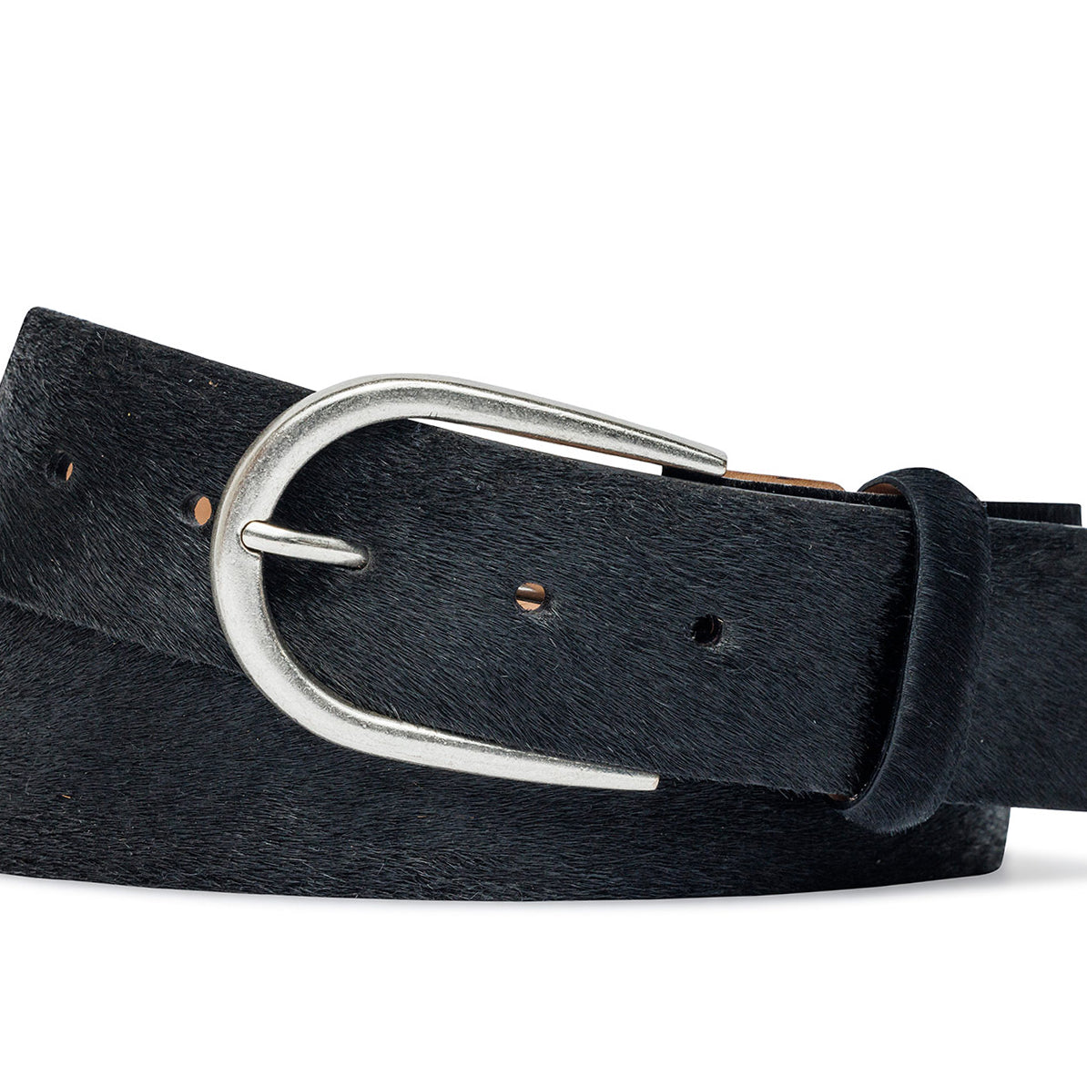 1-1/2" Calf Hair Belt with Antique Silver Buckle