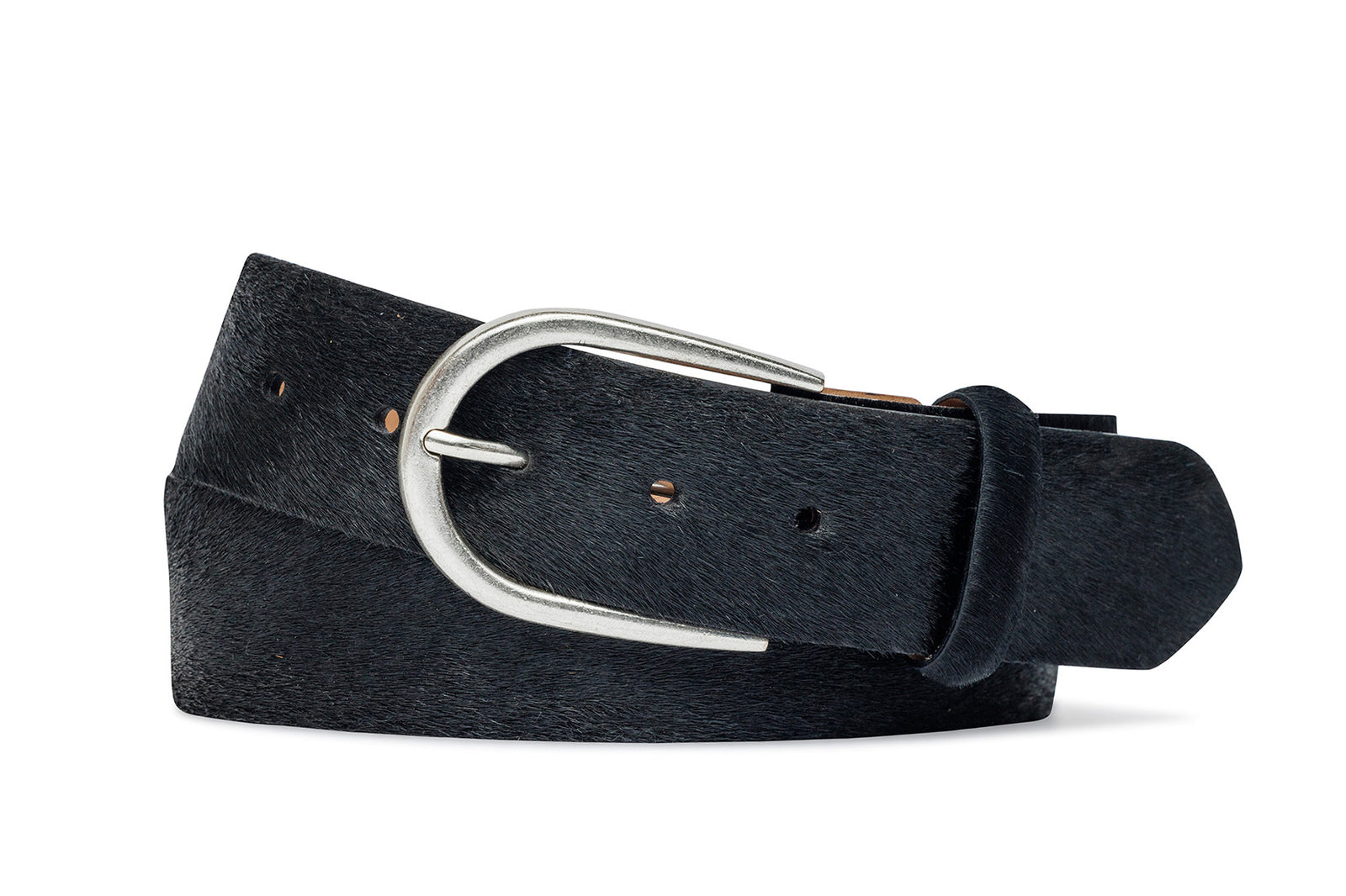 1-1/2" Calf Hair Belt with Antique Silver Buckle