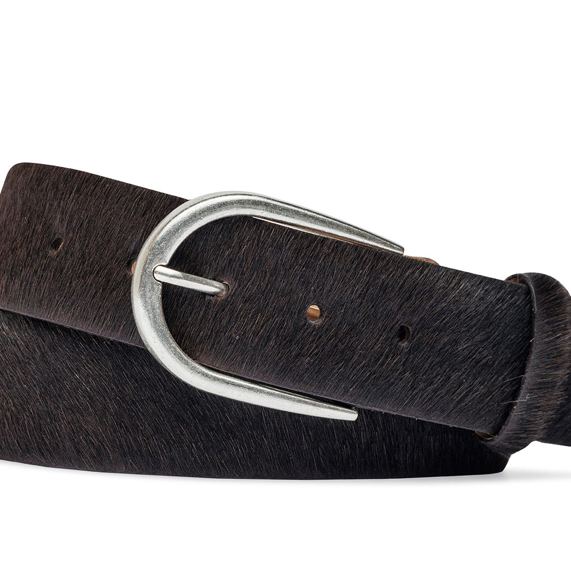 1-1/2" Calf Hair Belt with Antique Silver Buckle