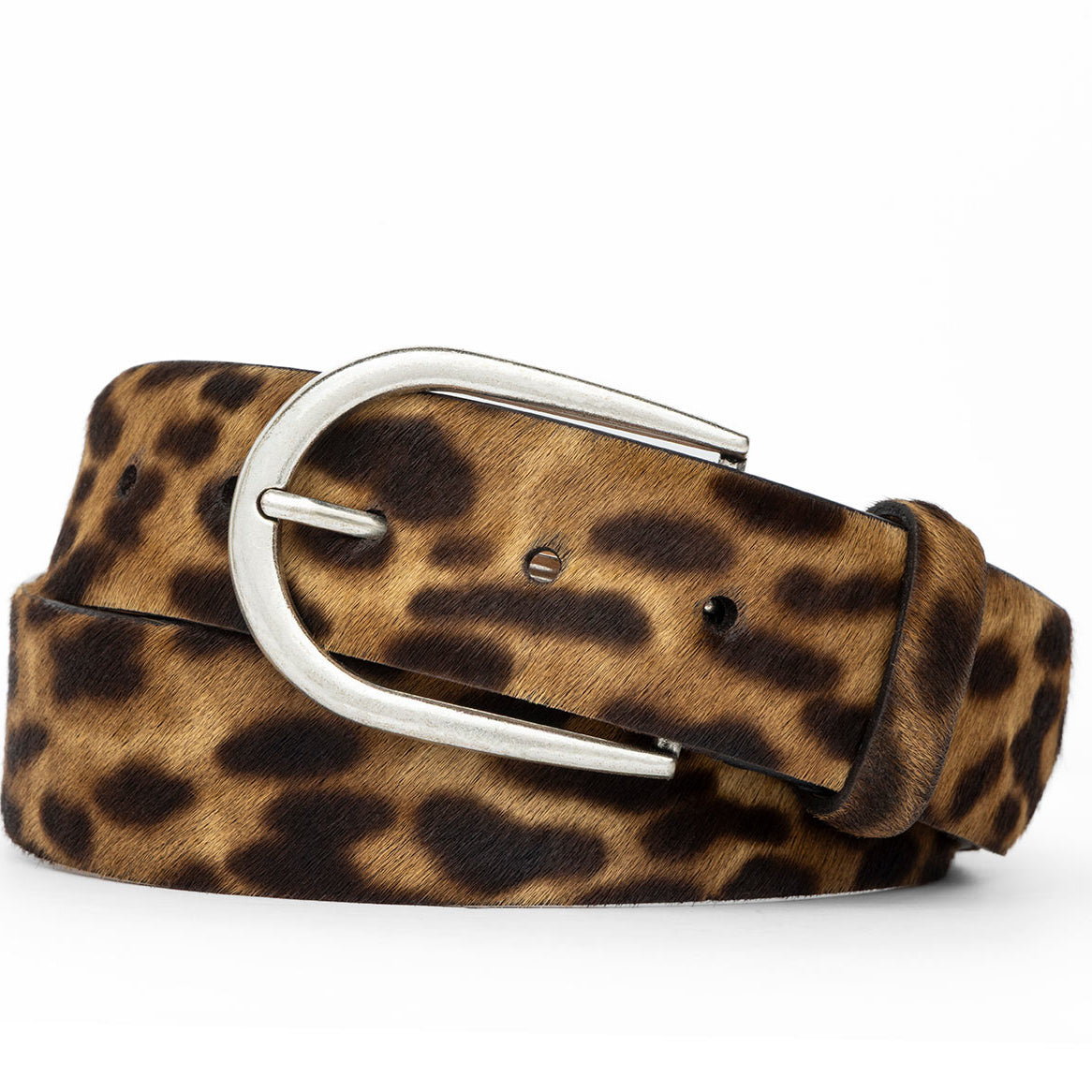 1-1/2" Calf Hair Belt with Antique Silver Buckle