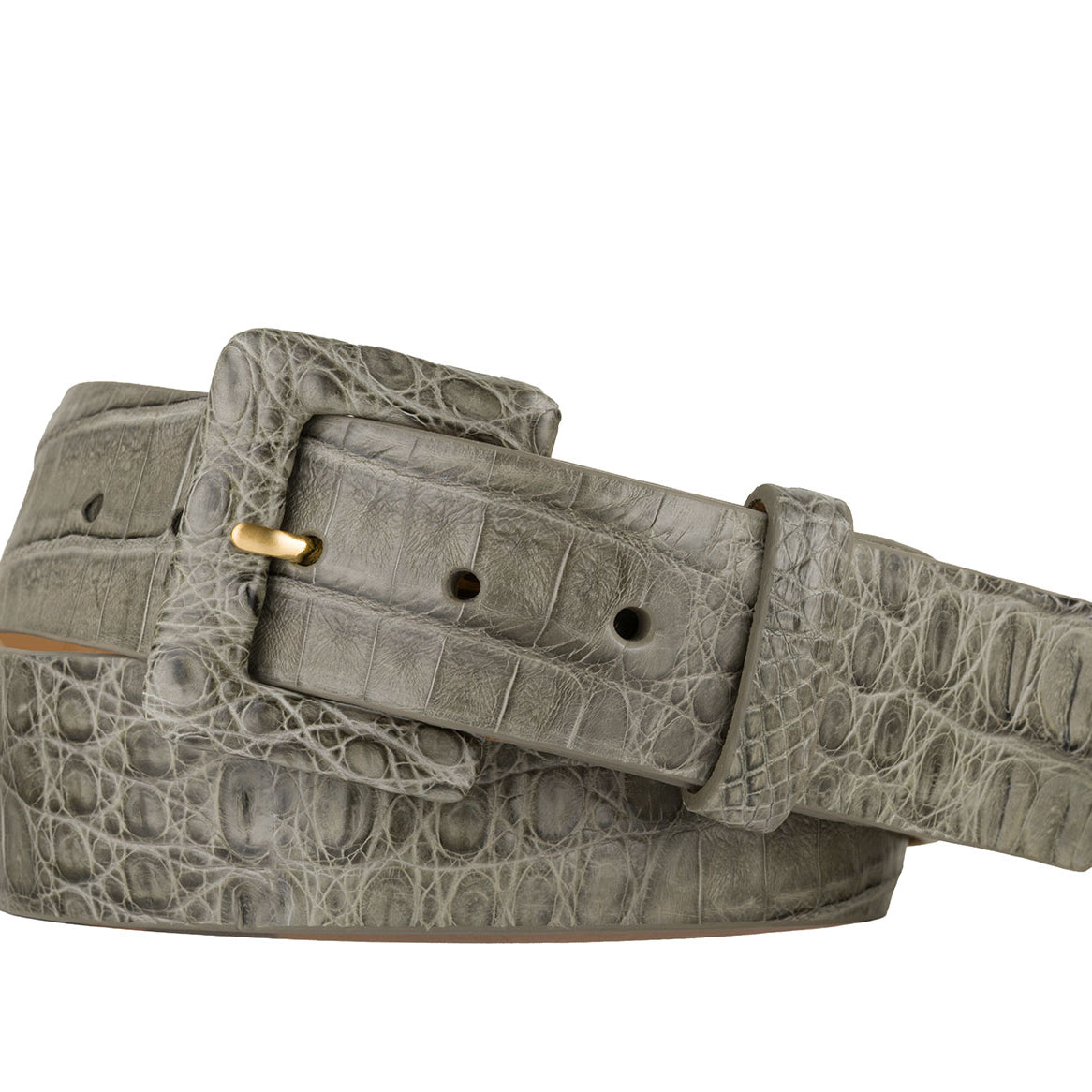 Caiman Crocodile Belt with Covered Buckle