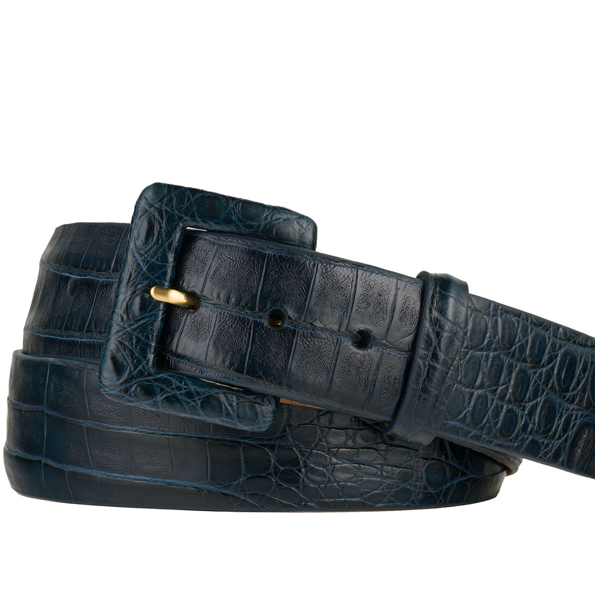 Caiman Crocodile Belt with Covered Buckle