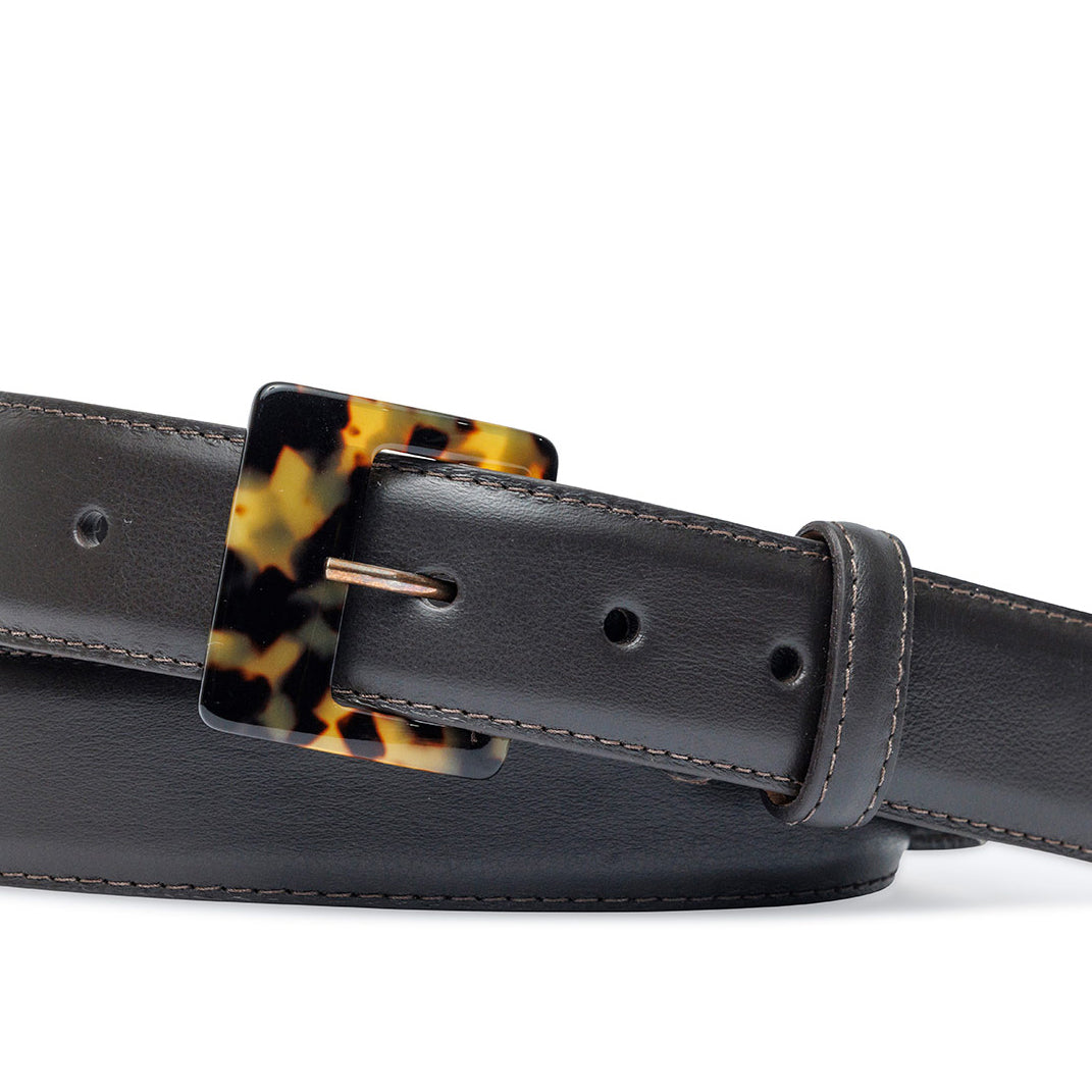 Soft Construction Luscious Calf Belt with Tortoise Buckle