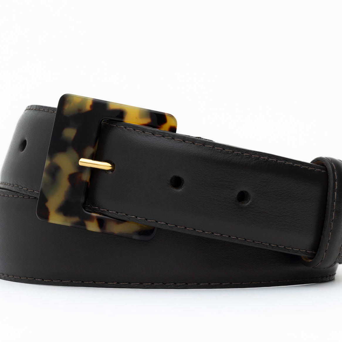 Soft Construction Luscious Calf Belt with Tortoise Buckle