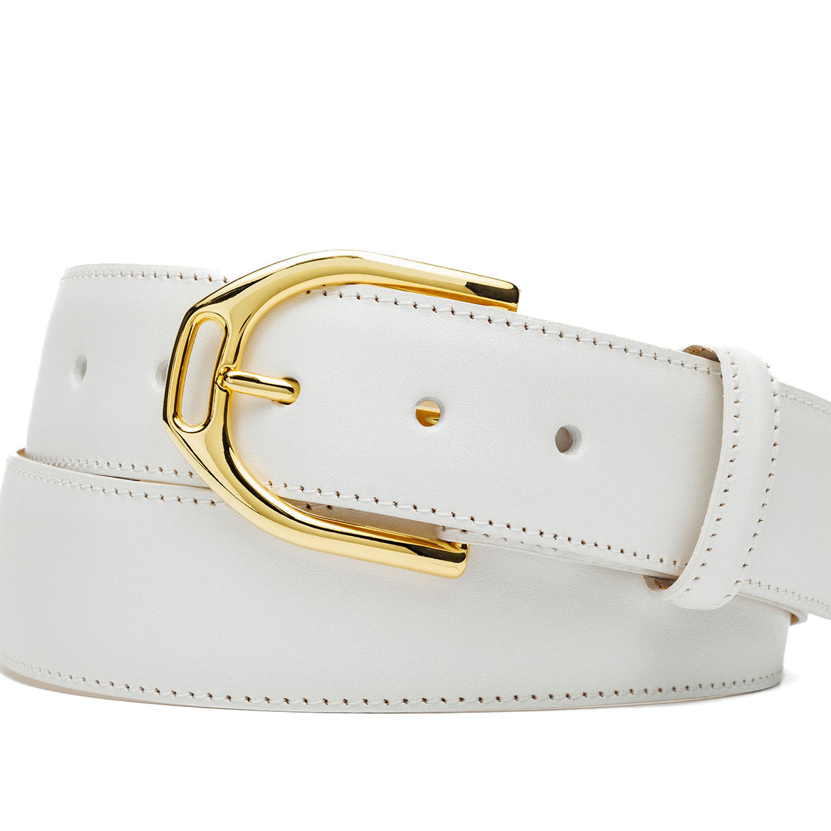 Glazed Calf Belt with Nickel or Gold Stirrup Buckle