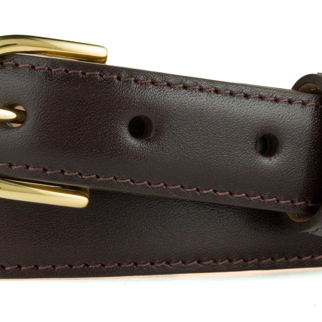 Glazed Calf Belt with Nickel or Gold Buckle - Brown