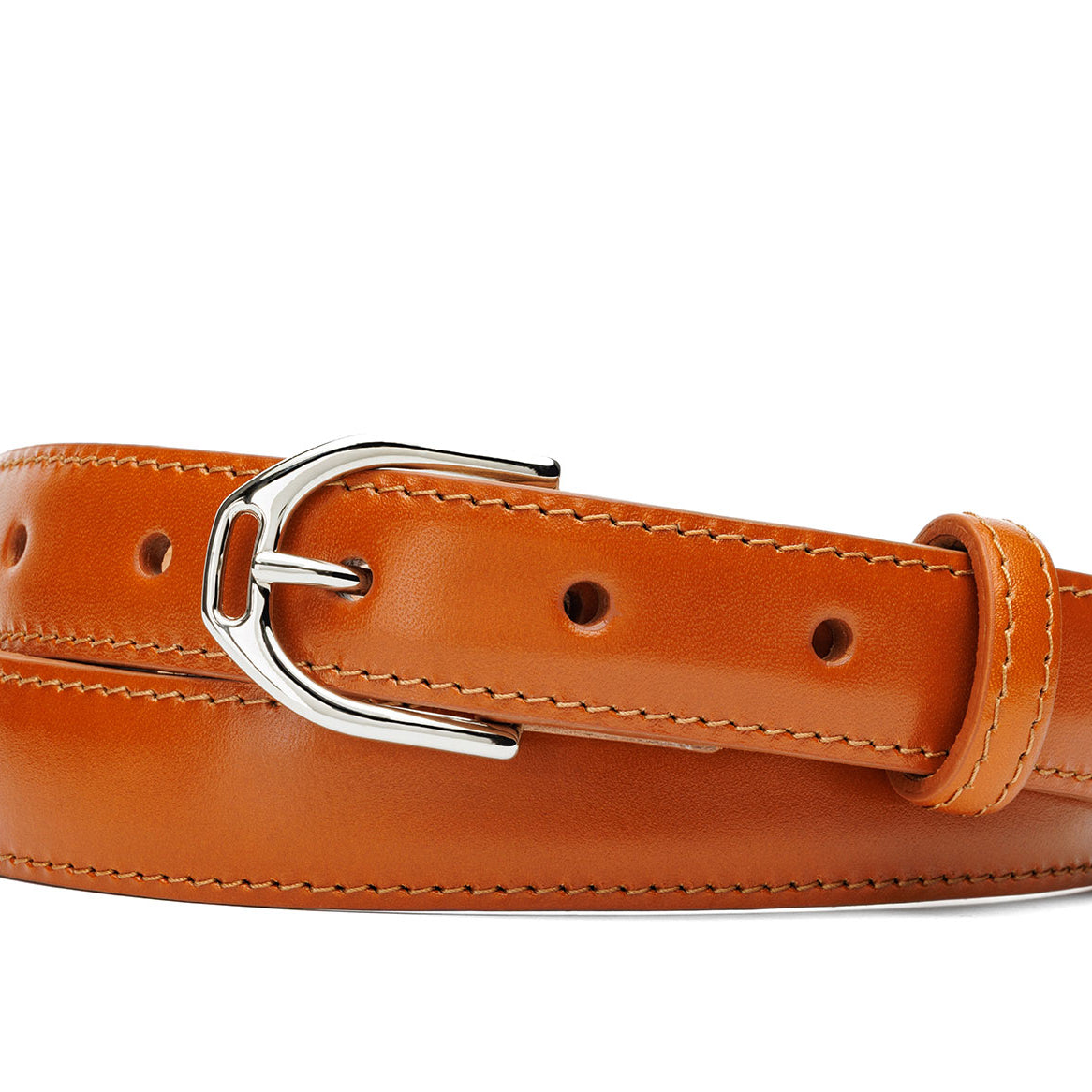 Glazed Calf Belt with Nickel or Gold Buckle