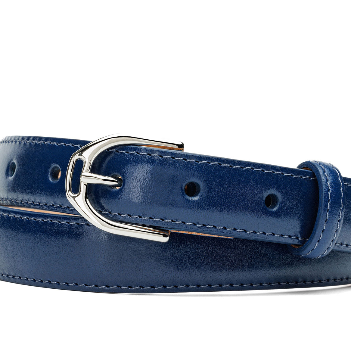Glazed Calf Belt with Nickel or Gold Buckle