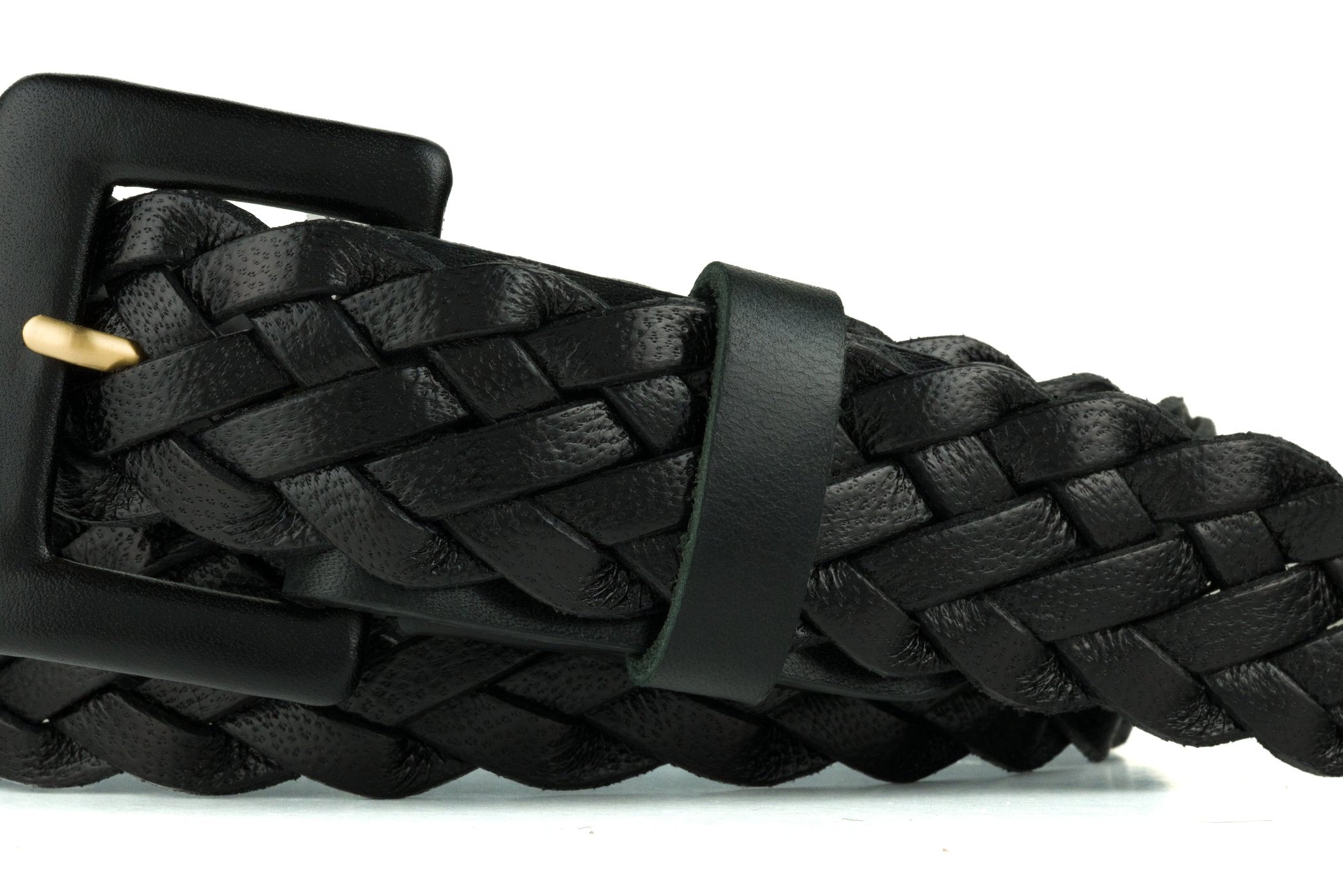 Classic Braided Belt with Covered Buckle - Black