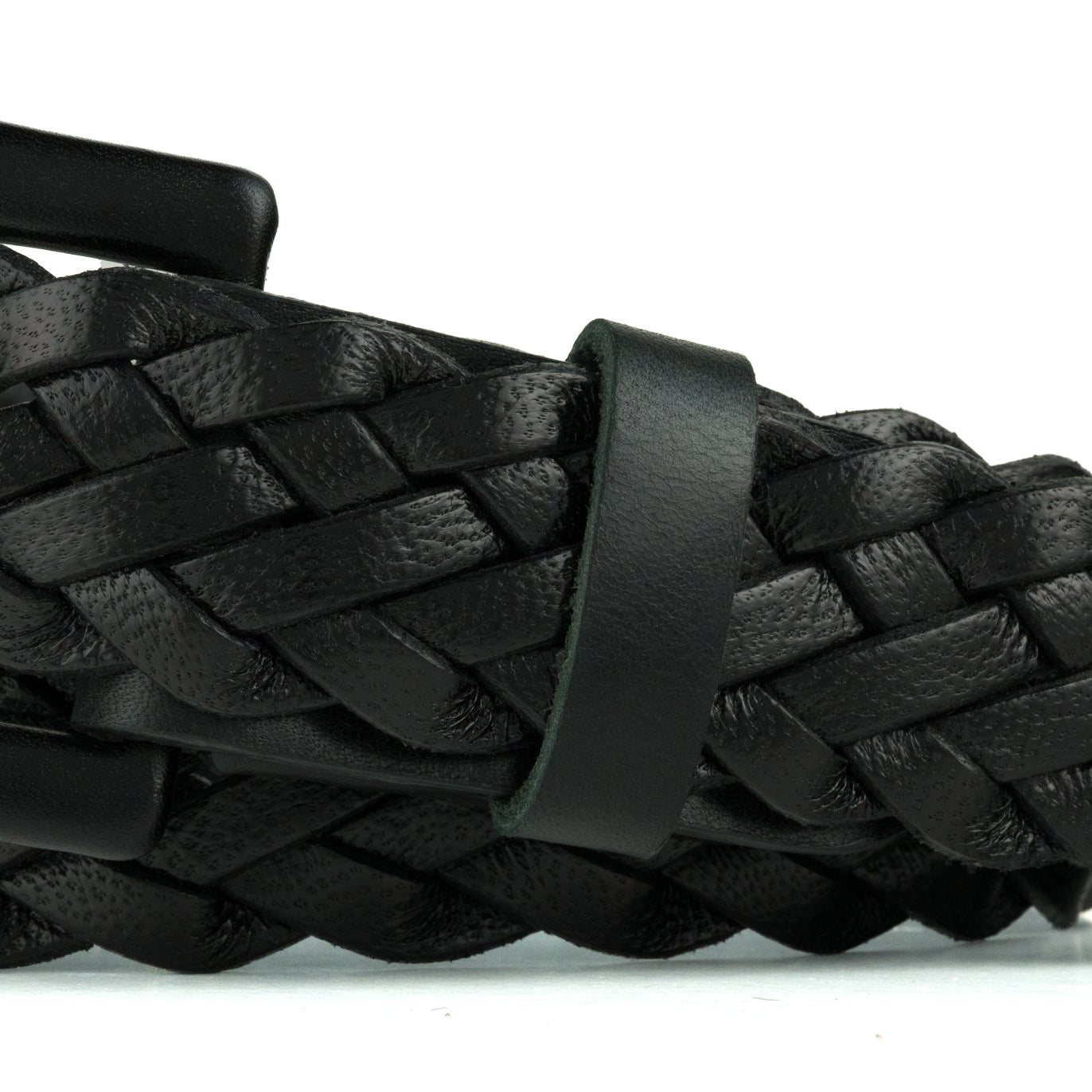 Classic Braided Belt with Covered Buckle - Black