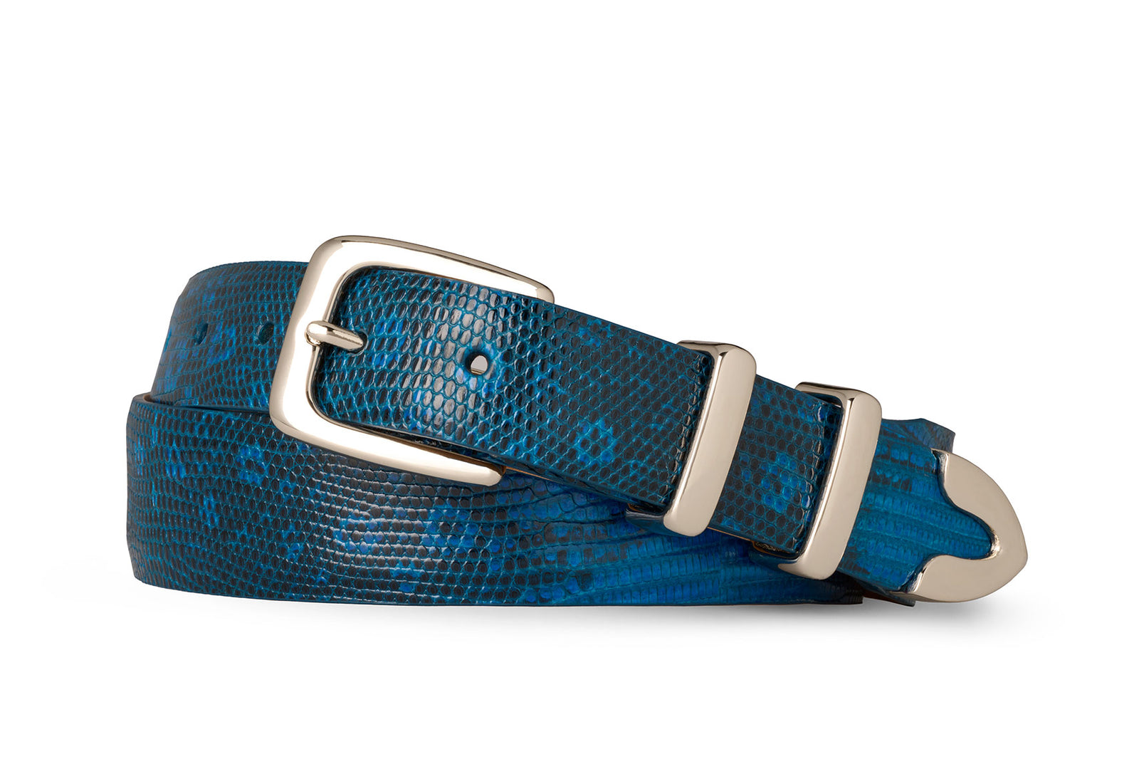 Tapered Lizard Golf Belt with Nickel Tip Set Buckle