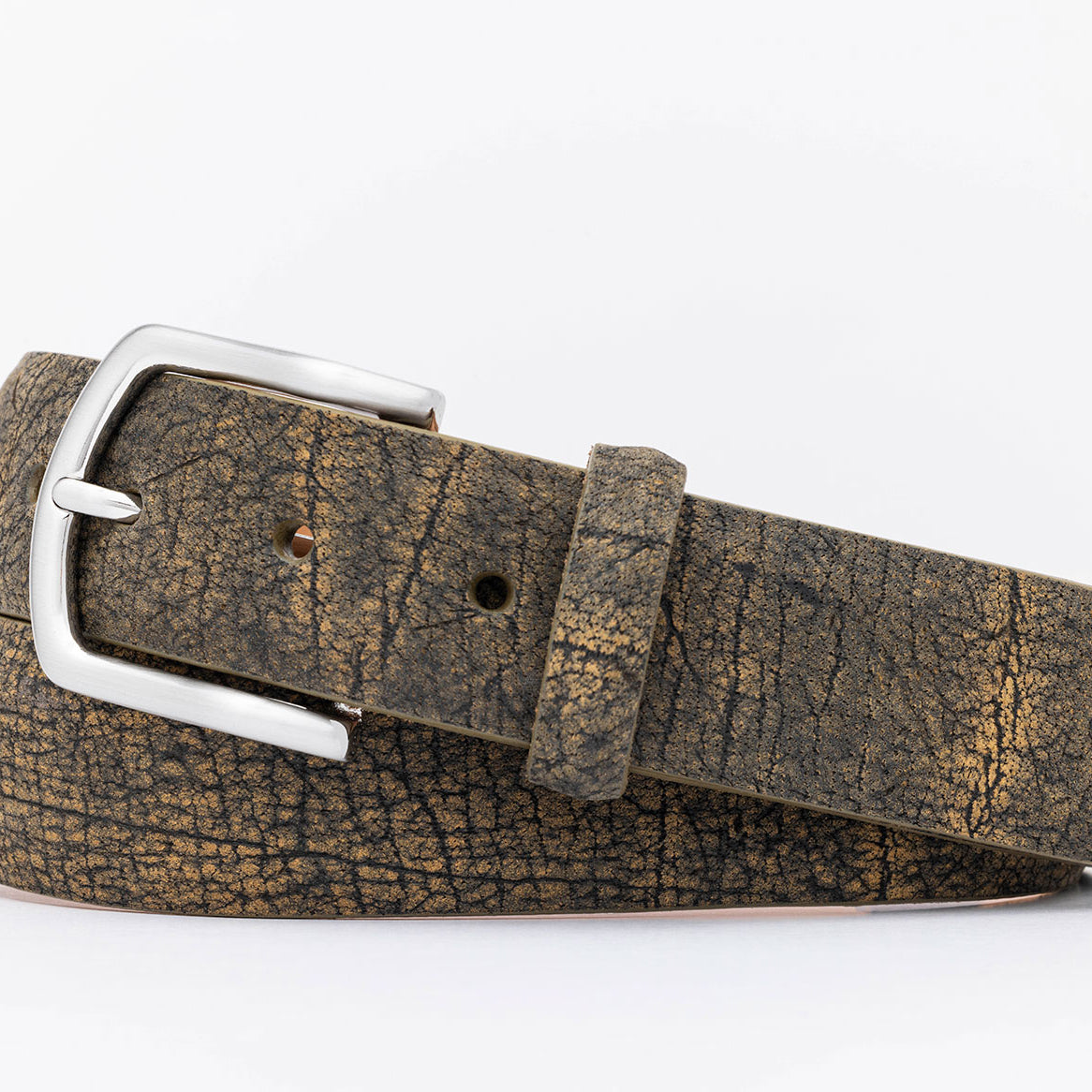 African Buffalo Belt with Antiqued Nickel Buckle