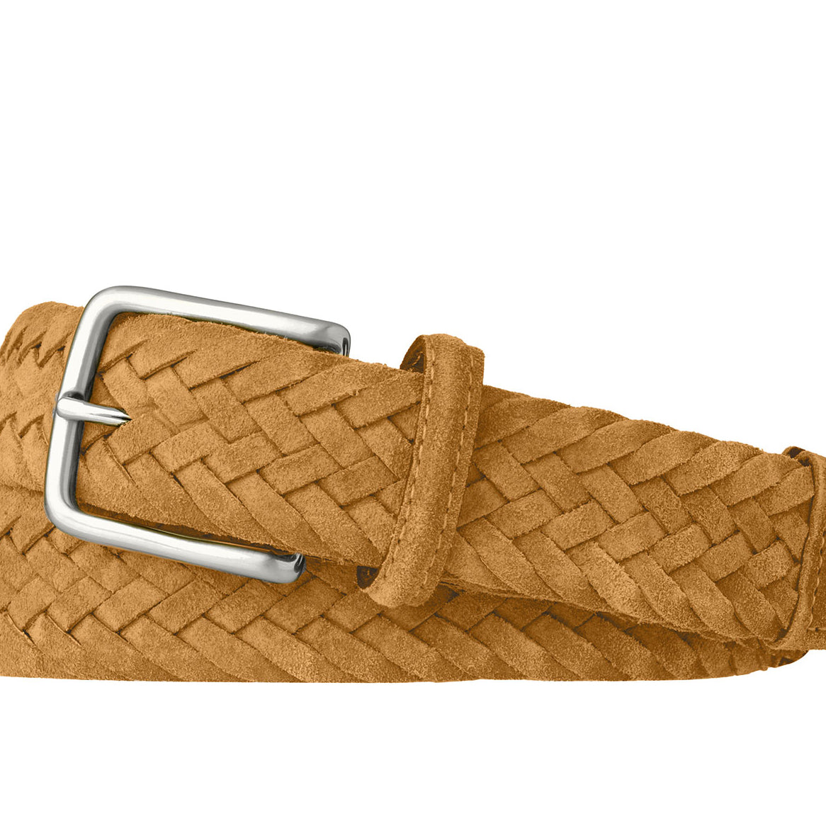 Braided Suede Belt with Brushed Nickel Buckle
