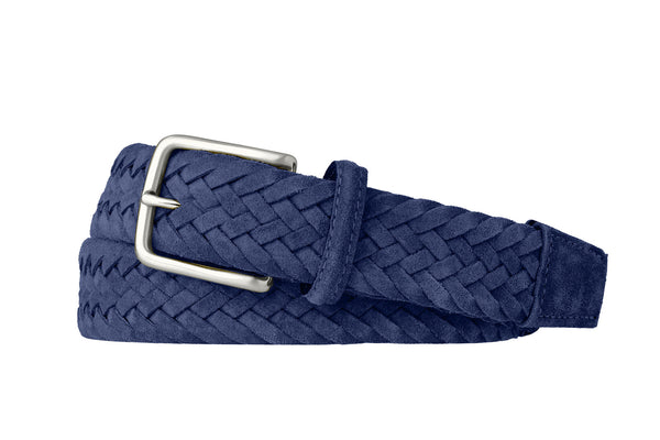 Braided Suede Belt with Brushed Nickel Buckle - w.kleinberg