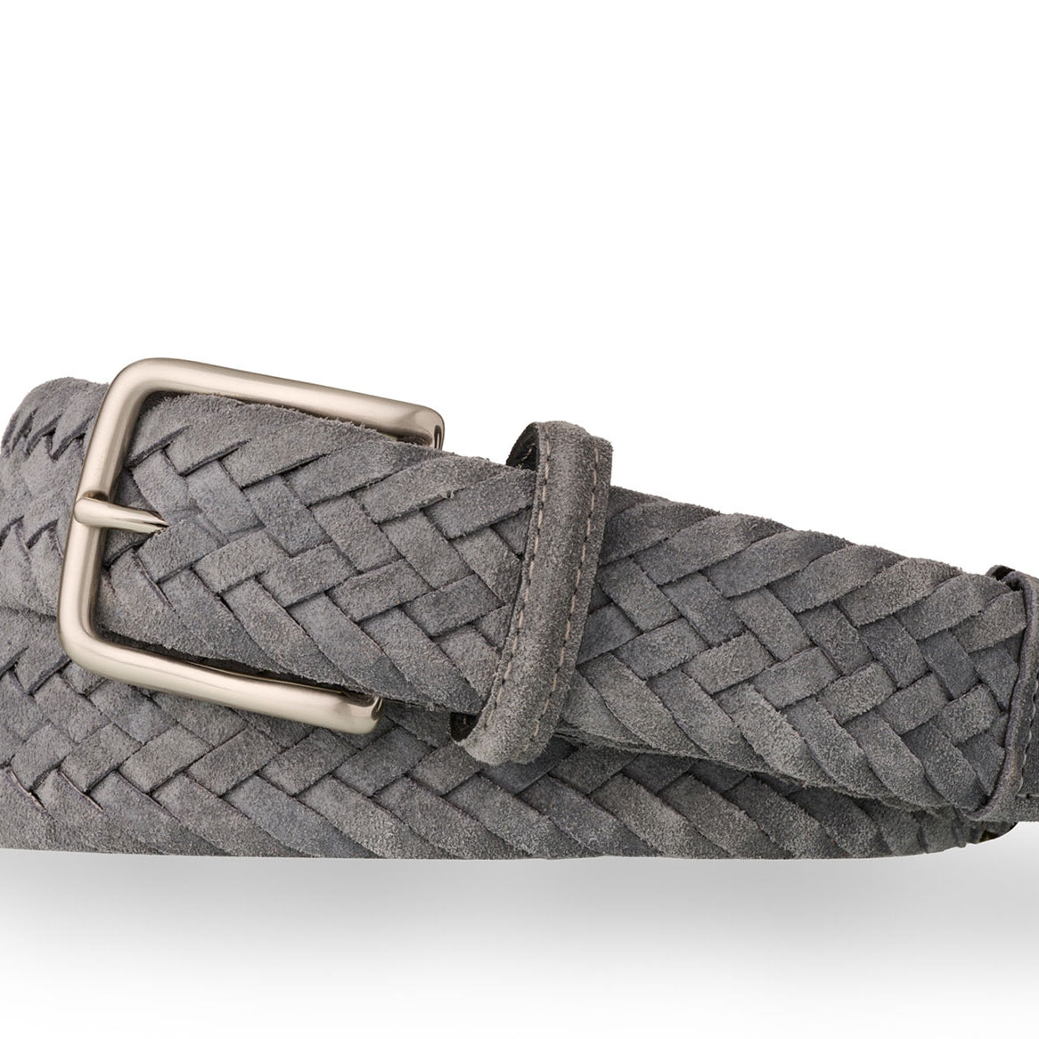 Braided Suede Belt with Brushed Nickel Buckle