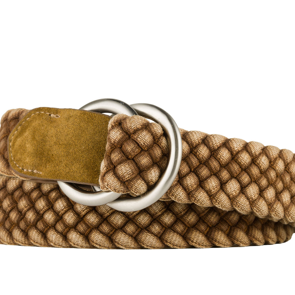 Cloth Braid Belt with Brushed Nickel O-Rings