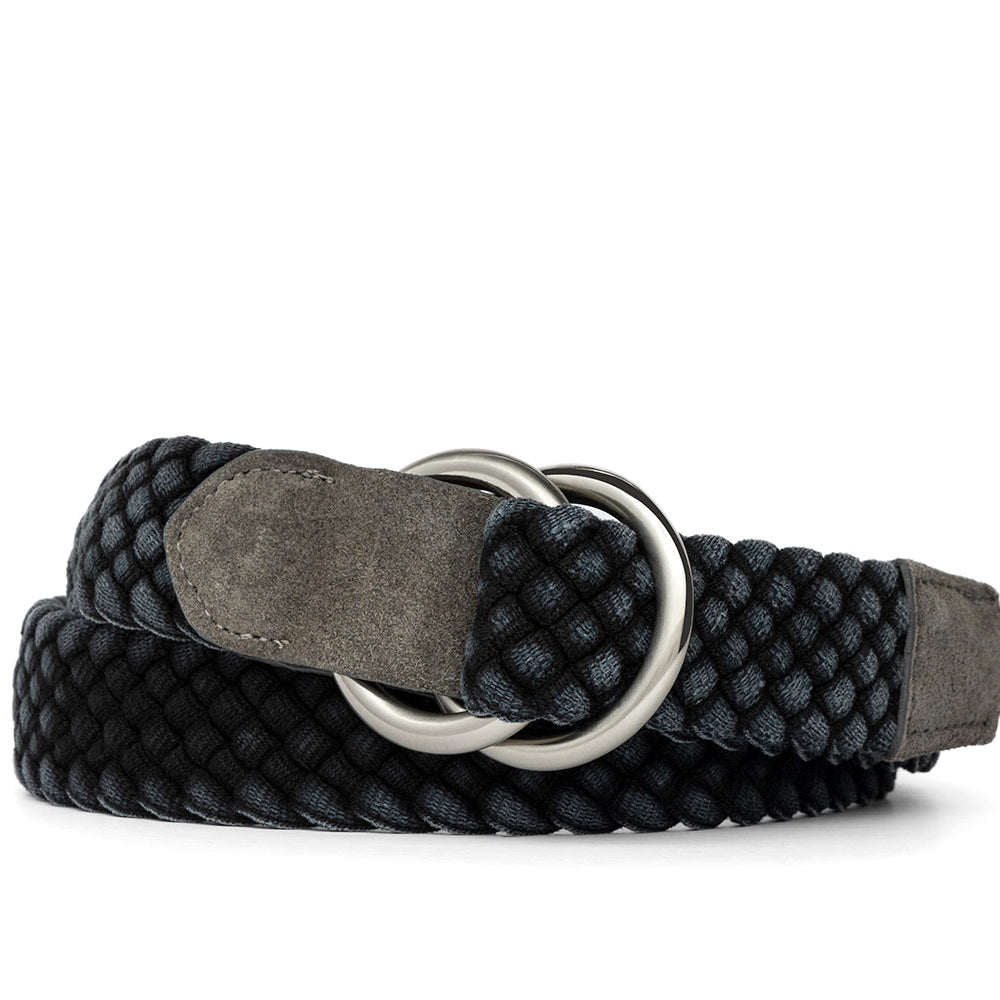 Cloth Braid Belt with Brushed Nickel O-Rings