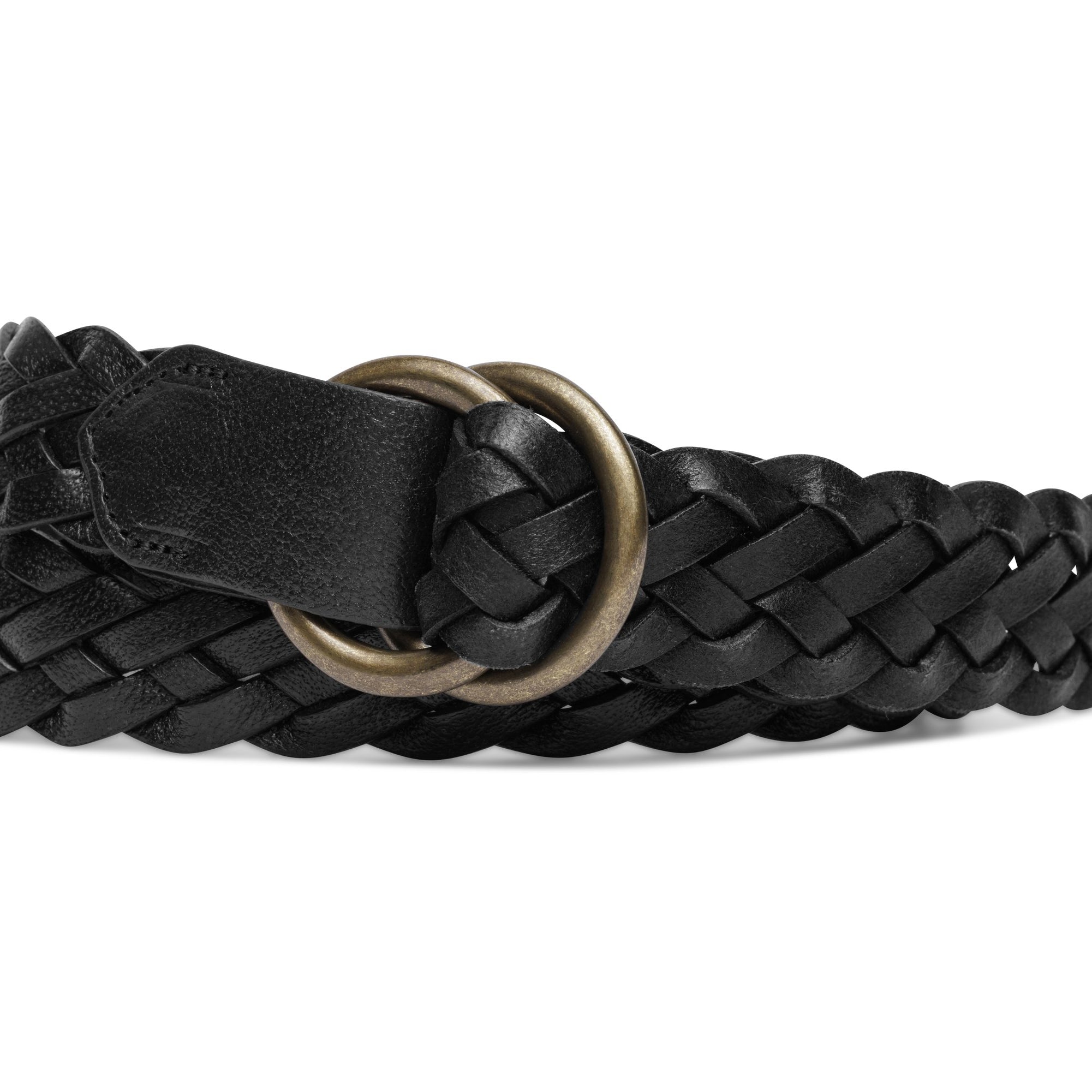 Classic Braid Belt with Antique Brass O-Rings - Black