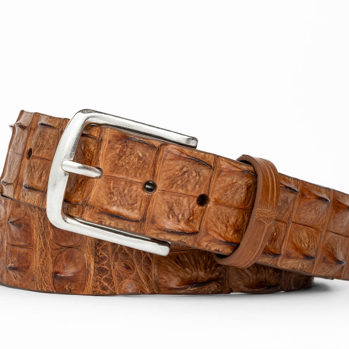 Hornback Crocodile Belt with Brushed Nickel Buckle