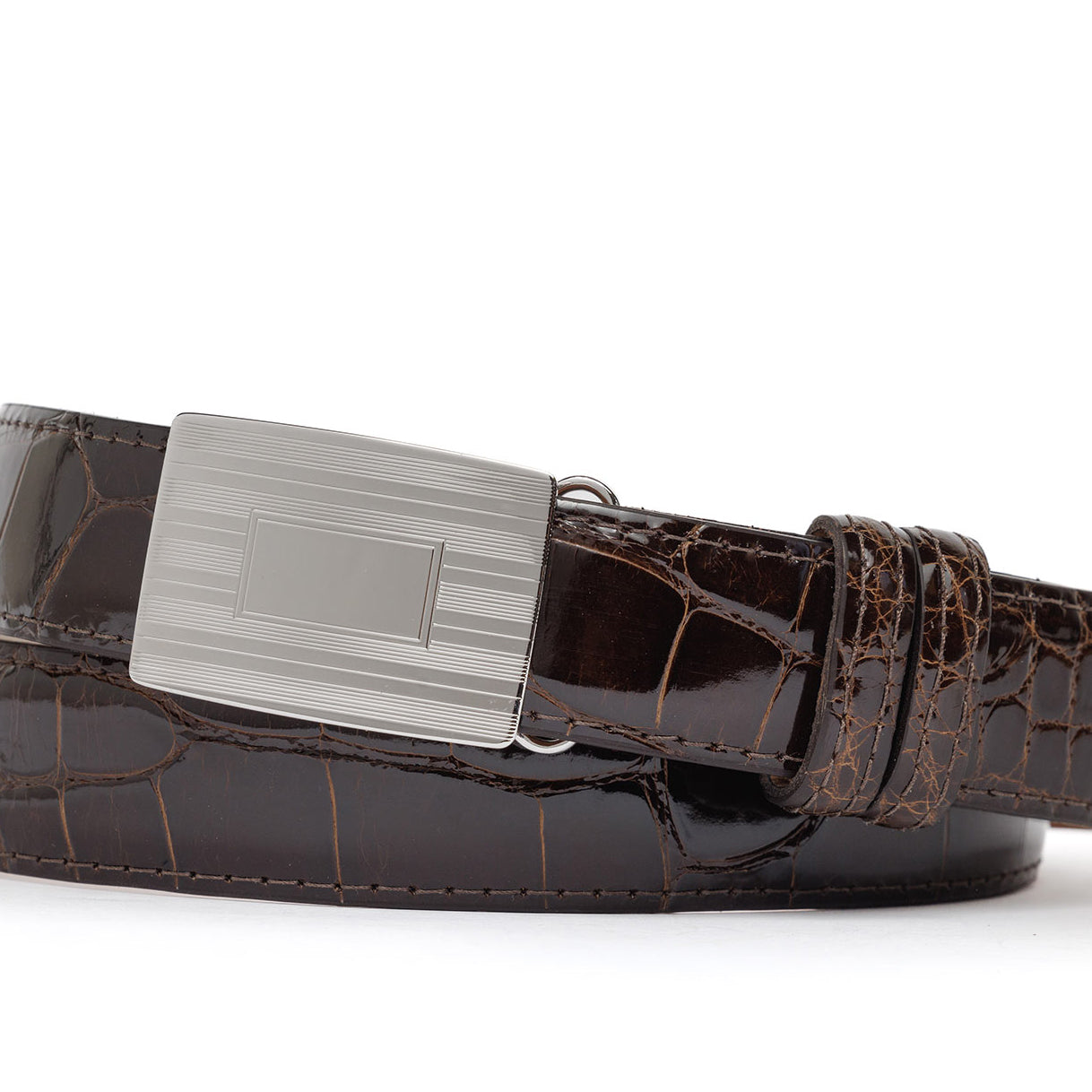 Glazed American Alligator Slide Strap with Compression Buckle