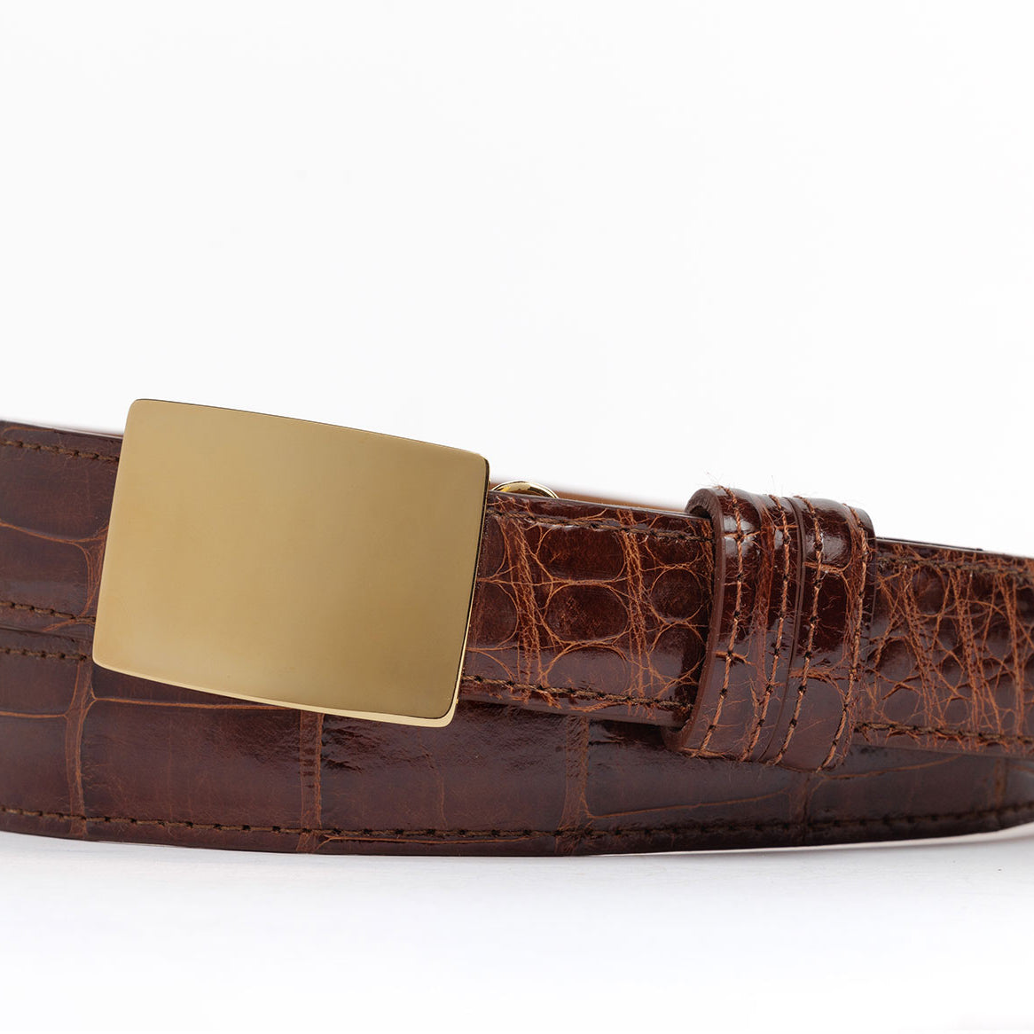 Glazed American Alligator Slide Strap with Compression Buckle